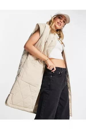 Urban Bliss Gilet taglio lungo color pietra trapuntato