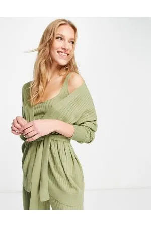 ASOS Mix & Match - Cardigan premium da casa in maglia a coste kaki