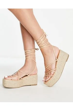 Glamorous Espadrilles flatform con listini color cuoio
