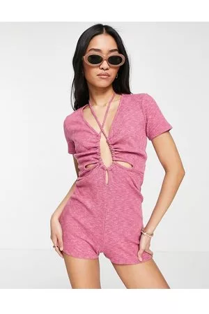 ASOS Tuta corta mélange arricciata con cut-out