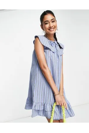 Whistles Vestito corto senza maniche con colletto oversize, colore a righe