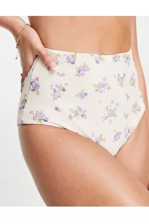 ASOS Esclusiva Coppe Grandi - Slip bikini a vita alta a fiorellini