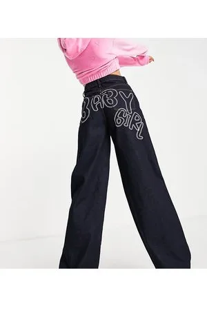 AsYou Dad jeans indaco con scritta "Baby Girl"
