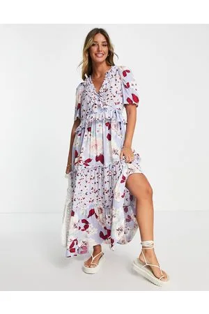 Y.A.S Vestito midi a balze con volant a fiori