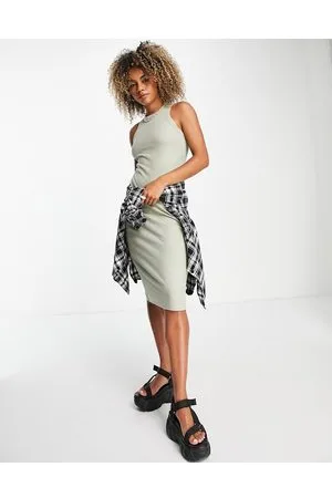 JJXX Vestito midi a coste con scollo a vogatore