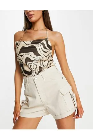 I saw it first Pantaloncini cargo color pietra a vita alta con tasche