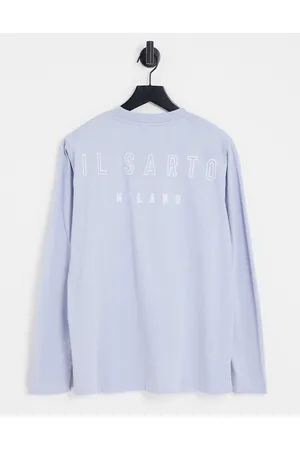 Il Sarto T-shirt a maniche lunghe chiaro con logo delineato
