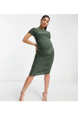Missguided Vestito midi attillato kaki