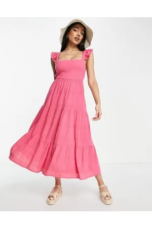 New Look Vestito midi a balze allacciato sul retro