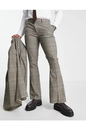 ASOS Pantaloni da abito skinny a zampa marroni a quadri vintage