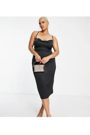 NaaNaa Vestito midi con scollo ad anello in raso