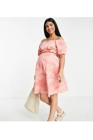 Mama;licious Mamalicious Maternity - Gonna tie-dye, color corallo in coordinato
