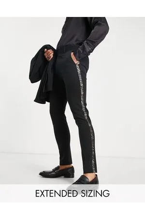 ASOS Pantaloni stile smoking super skinny neri con righe laterali animalier