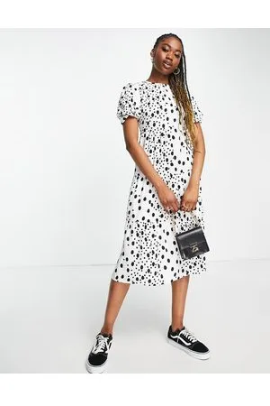 Influence Vestito grembiule midi a pois