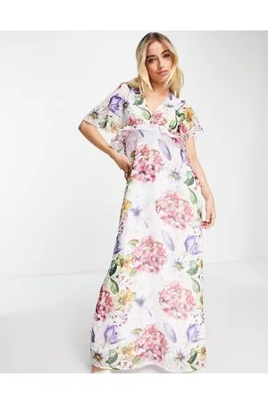 Blume Bridal Blume - Vestito da sposa lungo in chiffon a fiori con volant