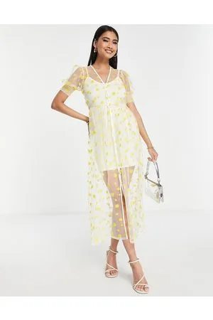 Never Fully Dressed Vestito lungo con margherite ricamate