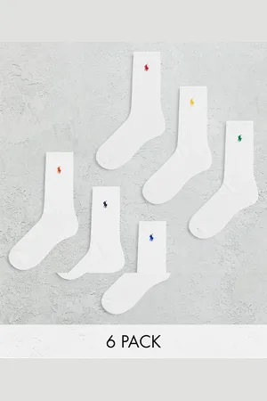 Ralph Lauren Confezione da 6 paia di calzini bianchi con logo multicolore