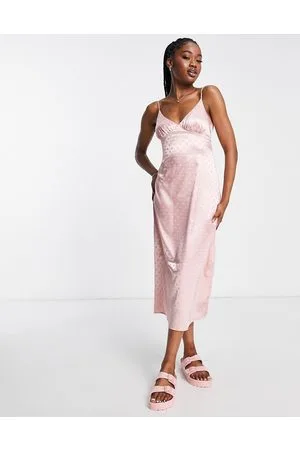 The Frolic Vestito midi con spalline sottili allacciato sul retro in morbido raso a pois