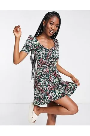 The Frolic Vestito da giorno a fiori vintage con busto arricciato