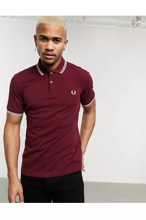 Fred Perry Polo bordeaux con logo e due righine a contrasto sui bordi