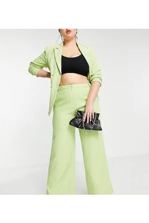 Missguided Pantaloni con fondo ampio e spacchi color lime