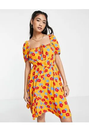 VILA Vestito corto con bustino a fiori rétro