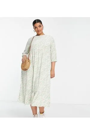 Glamorous Vestito grembiule midi a maniche lunghe con stampa di margherite