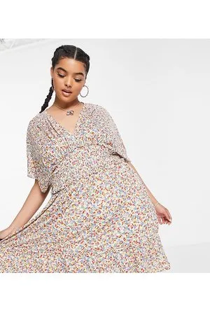 ONLY Vestito corto arricciato con scollo profondo a fiorellini