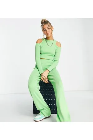 AsYou Pantaloni in maglia verde in coordinato