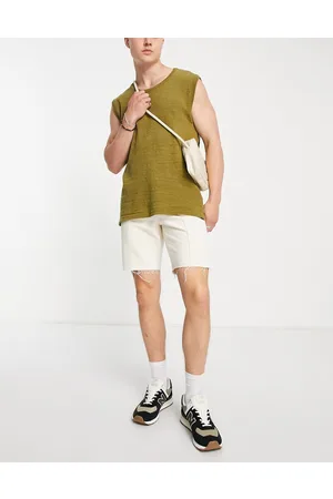 ASOS Pantaloncini di jeans slim écru con fondo grezzo