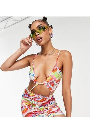 AsYou Vestito corto stile bikini con fascette sottili, cut-out e stampa graffiti