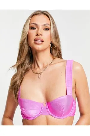 ASOS Mix and Match - Top bikini in raso a specchio acceso a coste con ferretto
