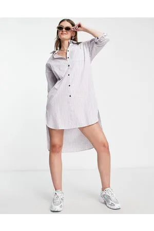 JJXX Camicia lilla a quadri con taglio asimmetrico