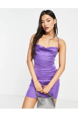 NaaNaa Vestito corto in raso con scollo ad anello