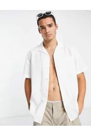 SELECTED Camicia a maniche corte con rever in seersucker