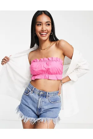 Lola May Crop top acceso arricciato e allacciato sul retro