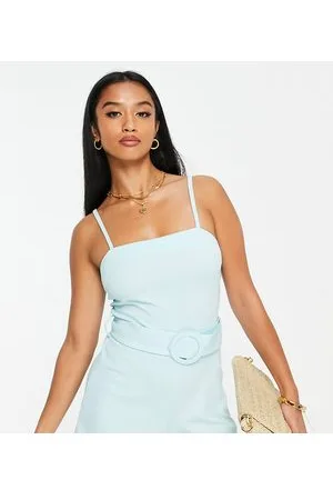River Island Tuta corta azzurra con cintura
