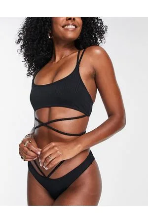 Topshop Top bikini avvolgente con laccetti