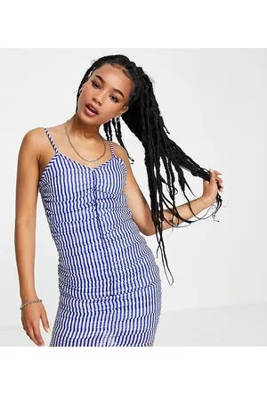 Heartbreak Vestito corto con spalline sottili blu a quadri