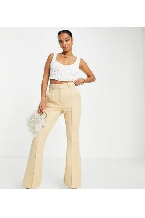 River Island Bootcut - Pantaloni slim con spacco sul fondo beige in coordinato