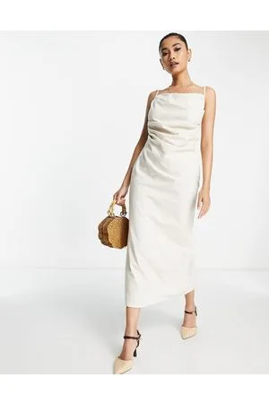 Pretty Lavish Keisha - Vestito con gonna al polpaccio color sabbia arricciato