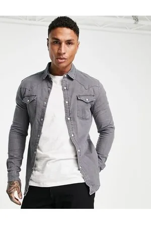 ASOS Camicia di jeans skinny in stile western slavato