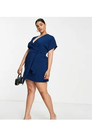 Closet Vestito corto stile kimono a portafoglio con cintura