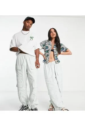 COLLUSION Unisex - Joggers cargo oversize pallido
