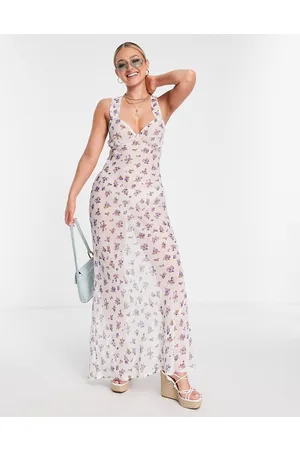 ASOS Vestito sottoveste lungo da spiaggia con spalline sottili trasparente a fiori
