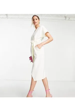 Closet London Tall Vestito avvolgente stile kimono color crema