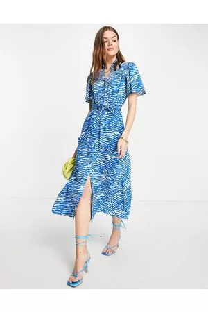 Whistles Vestito camicia midi zebrato allacciato in vita