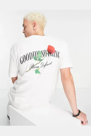 Good For Nothing T-shirt oversize sporco con logo sul petto e sul retro con stampa di rosa