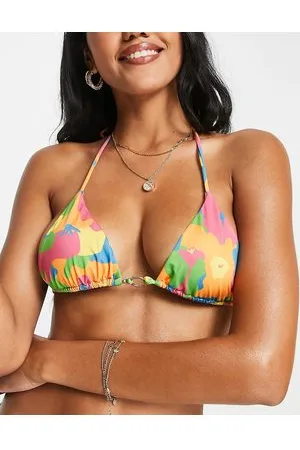 NA-KD X Josefine Simone Dahl - Top bikini a triangolo con stampa a fiori e laccetti