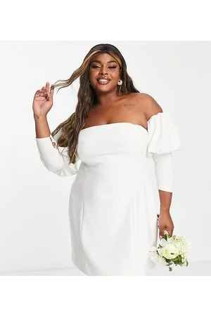 Forever New Vestito corto da sposa color avorio strutturato con maniche a sbuffo